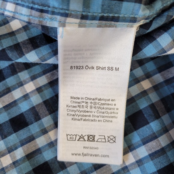 Fjallraven Ovik Shirt Button Up Short Sleeve Men's Small Regular Fit Plaid Blue - Picture 6 of 9